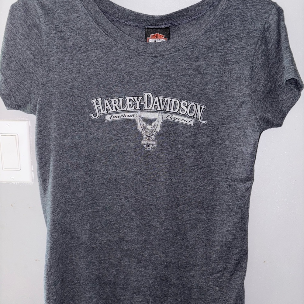 Harley-Davidson  Womens Large Gray Short Sleeve EUC